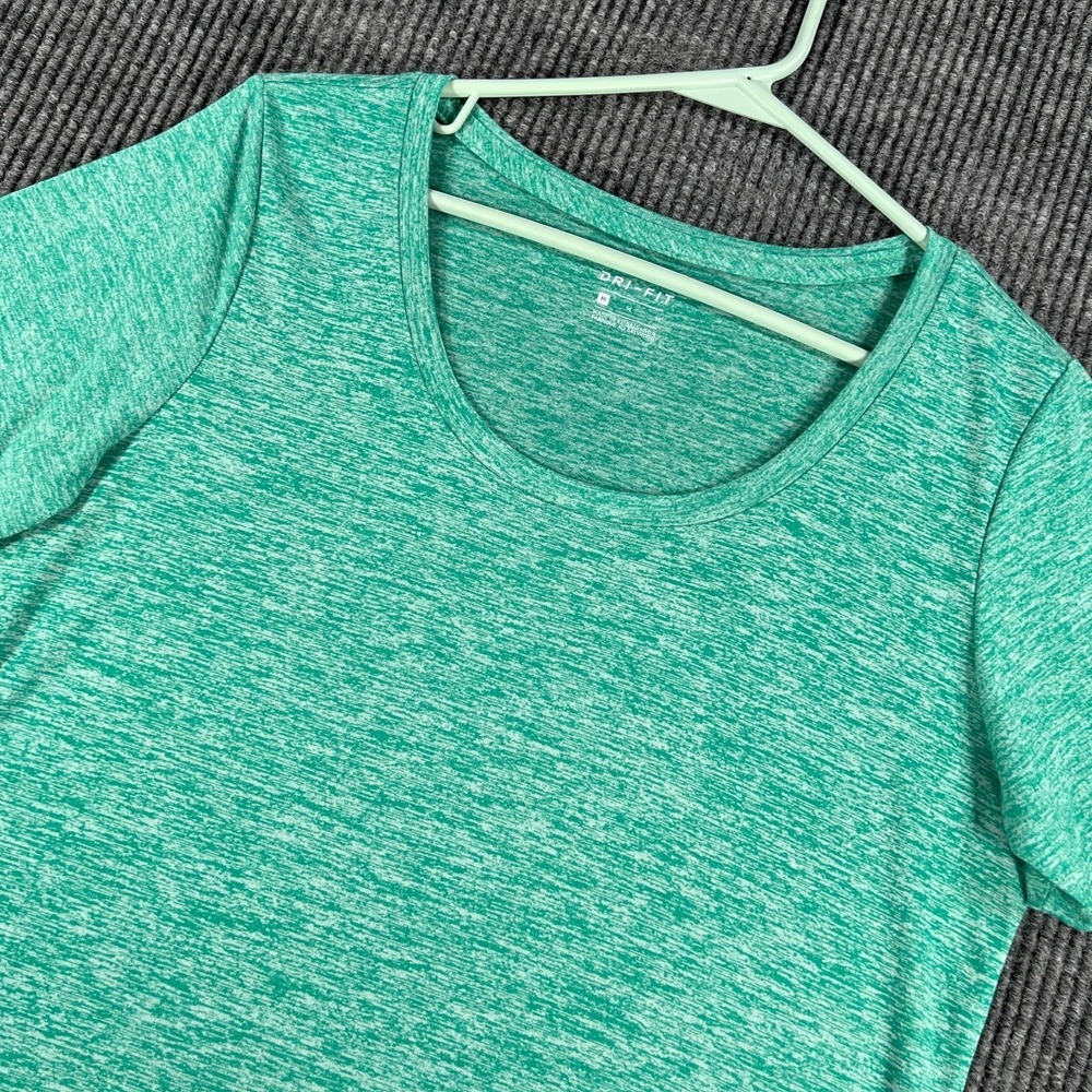 Nike Shirt Womens Medium Green Short Sleeve Workout Dri Fit Gym‎ Active Run